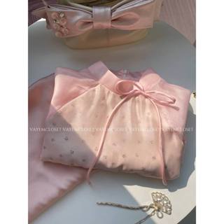 Áo dài cách tân thiết kế 4 tà dáng suông vải tơ hoa nhí diện đám cưới đi chơi Tết Vayemcloset