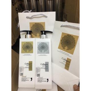  Cặp Dầu Gội Xả Collagen Vinge 1000ML | Giảm Rụng Tóc Kích Mọc Tóc Phục Hồi Tóc Hư Tổn 