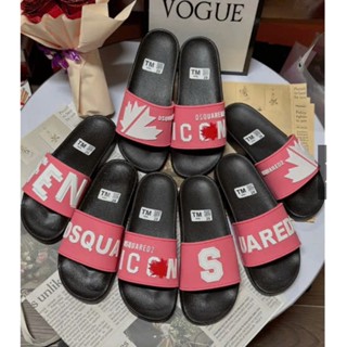 HI Dép lê nam nữ quai ngang DSQUARED2 lá phong hồng đỏ trắng, dep DSQ ICON, dép nam nữ unisex