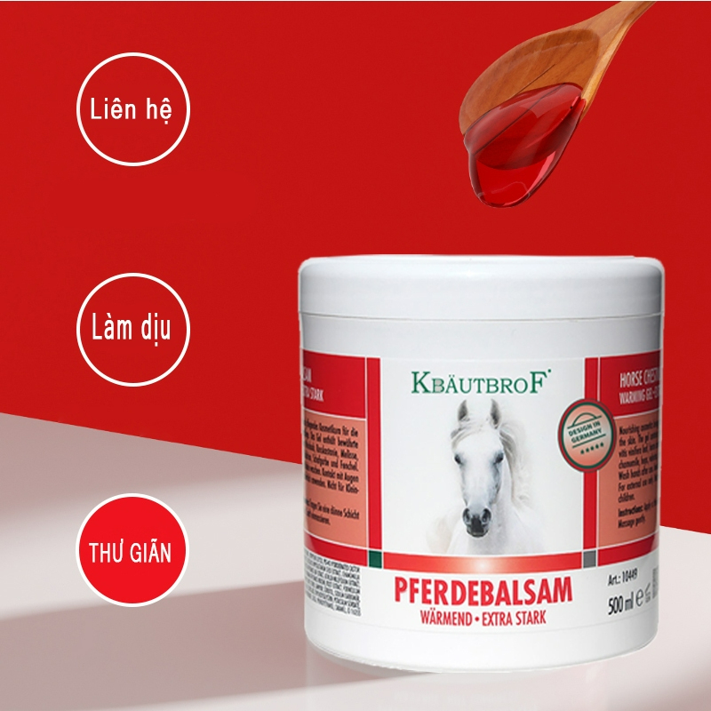 Krauterhof Horse Chestnut Massage Gel Dầu Ngựa Balm Phục hồi dịu căng cơ cắp 500g