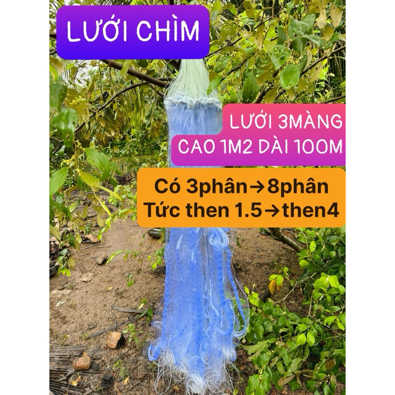 LƯỚI THÁI CÁ 3 MÀNG CHÌM 1kg3 (CAO 1m2 Dài 100 Mét )- LƯỚI CÁ-LƯỚI BẮT CÁ -LƯỚI ĐÁNH  CÁ -LƯỚI BÉN-L