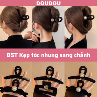  Kẹp tóc nhung Doudou Kẹp càng cua lớn Cặp tóc hoa trà tiểu thư phong cách Hàn Quốc thời trang ZJ059 