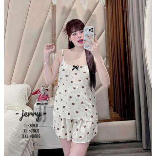 Đồ Bộ Xinh (Có Bigsize), Đồ Ngủ Nữ 2 Dây Dễ Thương Chất Liệu Thun Tăm Lạnh Jerry Home