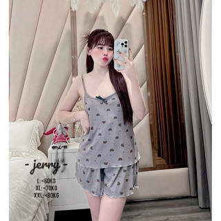 Đồ Bộ Xinh (Có Bigsize), Đồ Ngủ Nữ 2 Dây Dễ Thương Chất Liệu Thun Tăm Lạnh Jerry Home