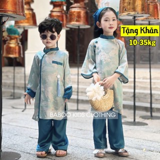 Set Áo Dài Cách Tân Cho Bé Trai Bé Gái BaBoo Kids Áo Lụa Vân Nổi Mềm Mịn A31