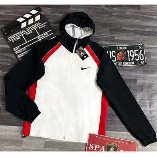 Áo Khoác Dù Nhẹ Cao Cấp Nam Nữ 2 Lớp Màu Đỏ Trắng N l. K E Có Mũ Thể Thao Chống Nắng áo khoác gió line xuông dây rút