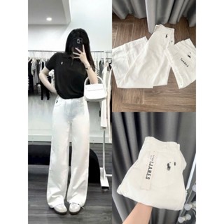 Quần Bò Jeans Nữ Ống Rộng, Quần Bò Denim Suông Ống Rộng Màu Trắng Thêu Ngựa Bản Cạp Cao Siêu Hách Dáng Cực Đỉnh