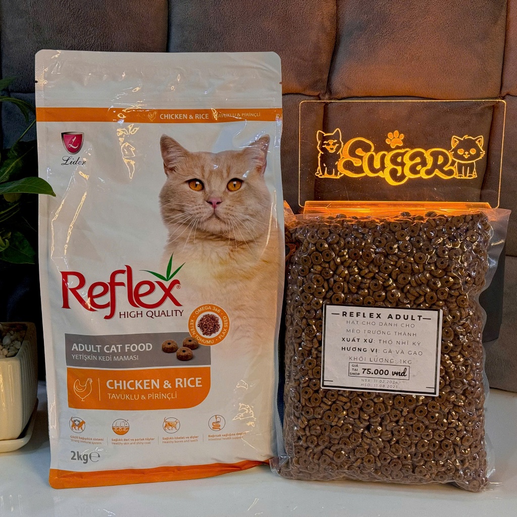 [CHIẾT 1KG] Hạt REFLEX cho mèo trưởng thành vị Gà Gạo Chiết 1kg - Hạt chất lượng dành cho Mèo