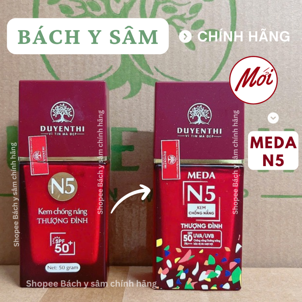 Kem Chống Nắng MEDA N5 Duyên Thị Bách Y Sâm Mẫu Mới 2024 (50gr) - Kem Chống Nắng Vật Lý N5 Thượng Đì