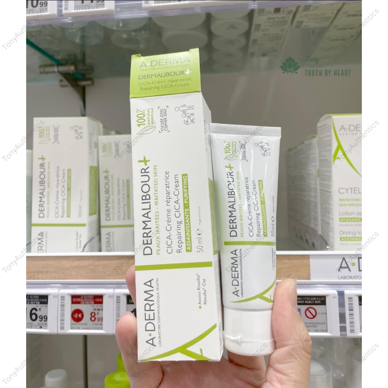 Kem phục hồi Aderma Dermalibour Repairing Cream CiCa 50ml dưỡng ẩm tái tạo da A-Derma