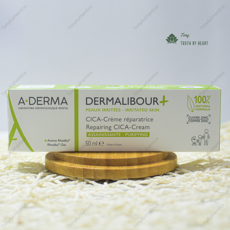 Kem phục hồi Aderma Dermalibour Repairing Cream CiCa 50ml dưỡng ẩm tái tạo da A-Derma