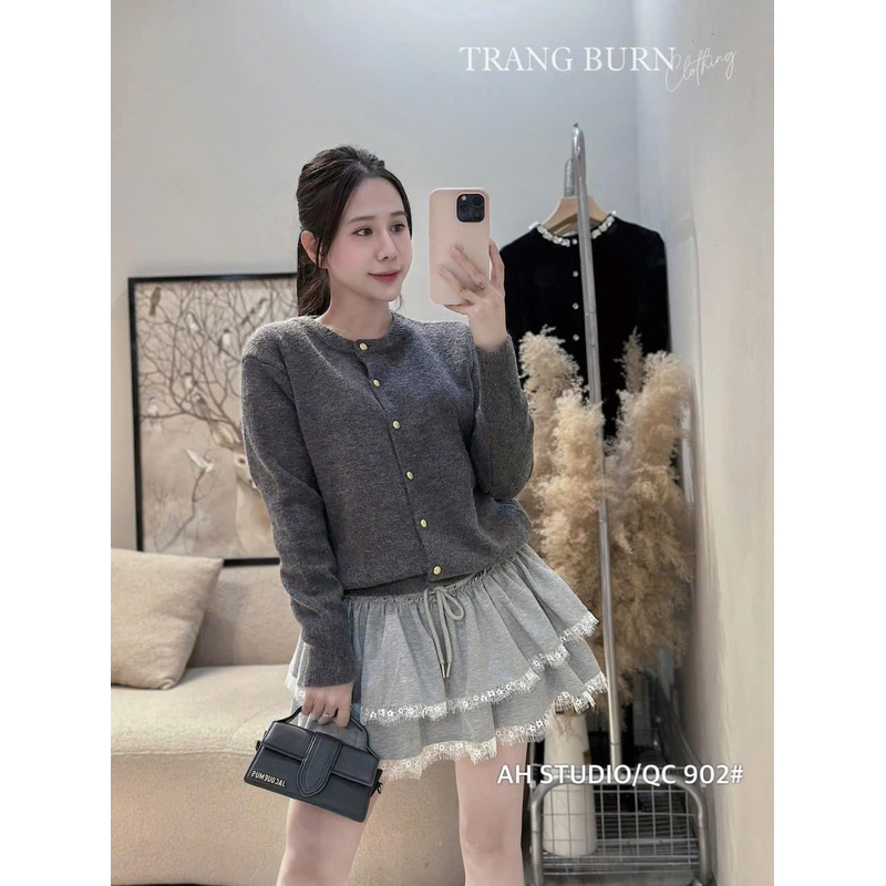 Áo Khoác Cadigan Lông Thỏ Cúc Đồng Hàng QC Loại 1.M902.tag EGG | BigBuy360 - bigbuy360.vn