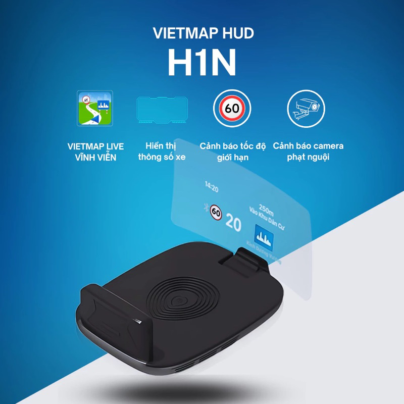 VietMap HUD H1N -taặng vietmapLIVE vĩnh viễn hiển thị thông minh kính lái- cảnh báo tốc độ biện báo 