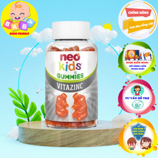 Gummies NeoKids Kẽm Hữu Cơ Neo Kids giúp trẻ ăn ngon, tiêu hóa tốt, đề kháng vững vàng (Hộp 60 Viên Nhai)