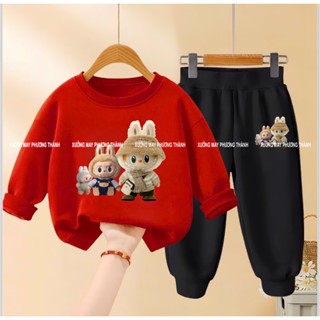 Bộ quần áo thu đông LABUBU cho bé trai bé gái, chất vải nỉ bông mềm mịn cho bé 6-30kg