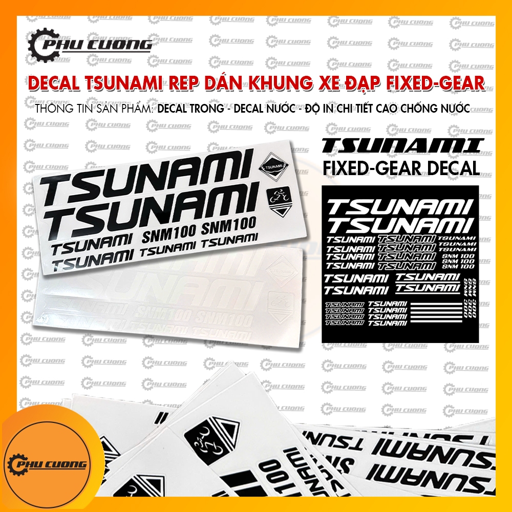 Decal tem dán khung xe đạp Tsunami SMN chất lượng cao chống nước, chi tiết in cực nét