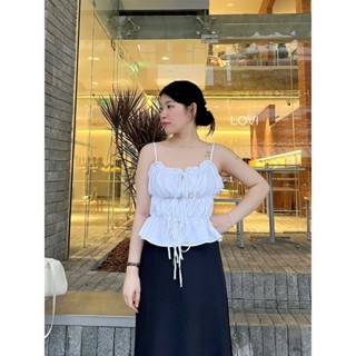 Áo 2 dây 3 nơ chất linen 2 lóp xinh yêu cho nữ ZAI TOP- LOVI