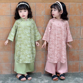 Áo dài Đào Trúc cho mẹ và bé - BST Áo dài lụa Tết Đậu Kids&Mom