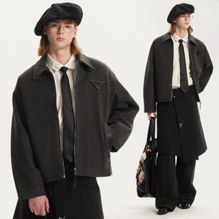 Áo khoác dạ nam nữ dáng ngắn zip jacket Made Extreme 241222 Deer6 màu xám