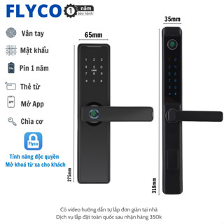 Khóa Vân Tay Thông Minh Điện Tử phù hợp Cửa Gỗ,Composite, Xingfa, Nhôm Kính - Chống Nước  - BH 1 năm Khoá Flyco 2025