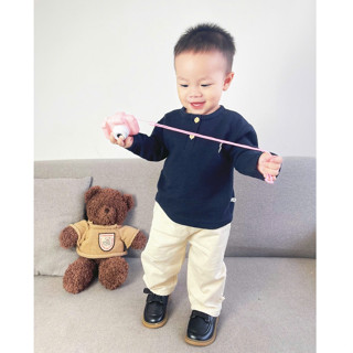  Bộ dài tay cho bé trai kèm quần kaki set bé trai thêu logo hàng thiết đẹp áo cotton tổ ong quần kaki bé trai 