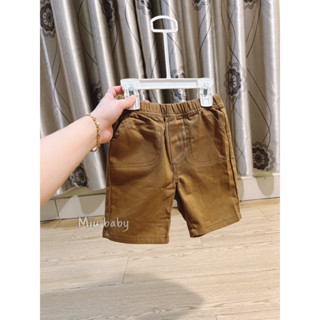 Quần short kaki nâu bé trai cạp chun thoải mái xuat dư
