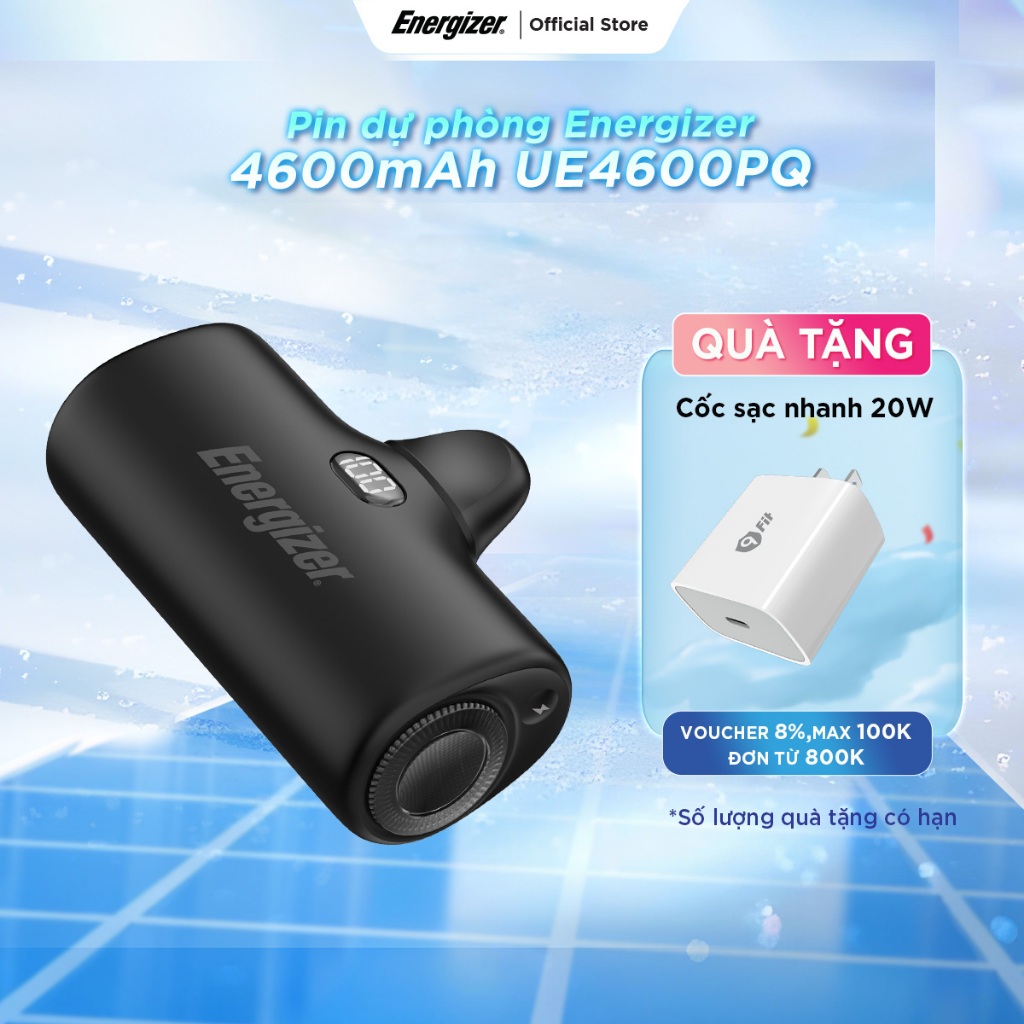 Sạc dự phòng Energizer 4600mAh UE4600PQ - thiết kế nhỏ gọn tiện lợi, tích hợp sạc nhanh 22.5W