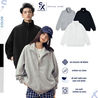 Áo khoác Hoodie zip cổ cao chất nỉ bông cao cấp form rộng nam nữ Hàn Quốc - SXMHZ01