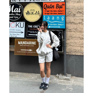 Set nỉ xám trơn dài basic