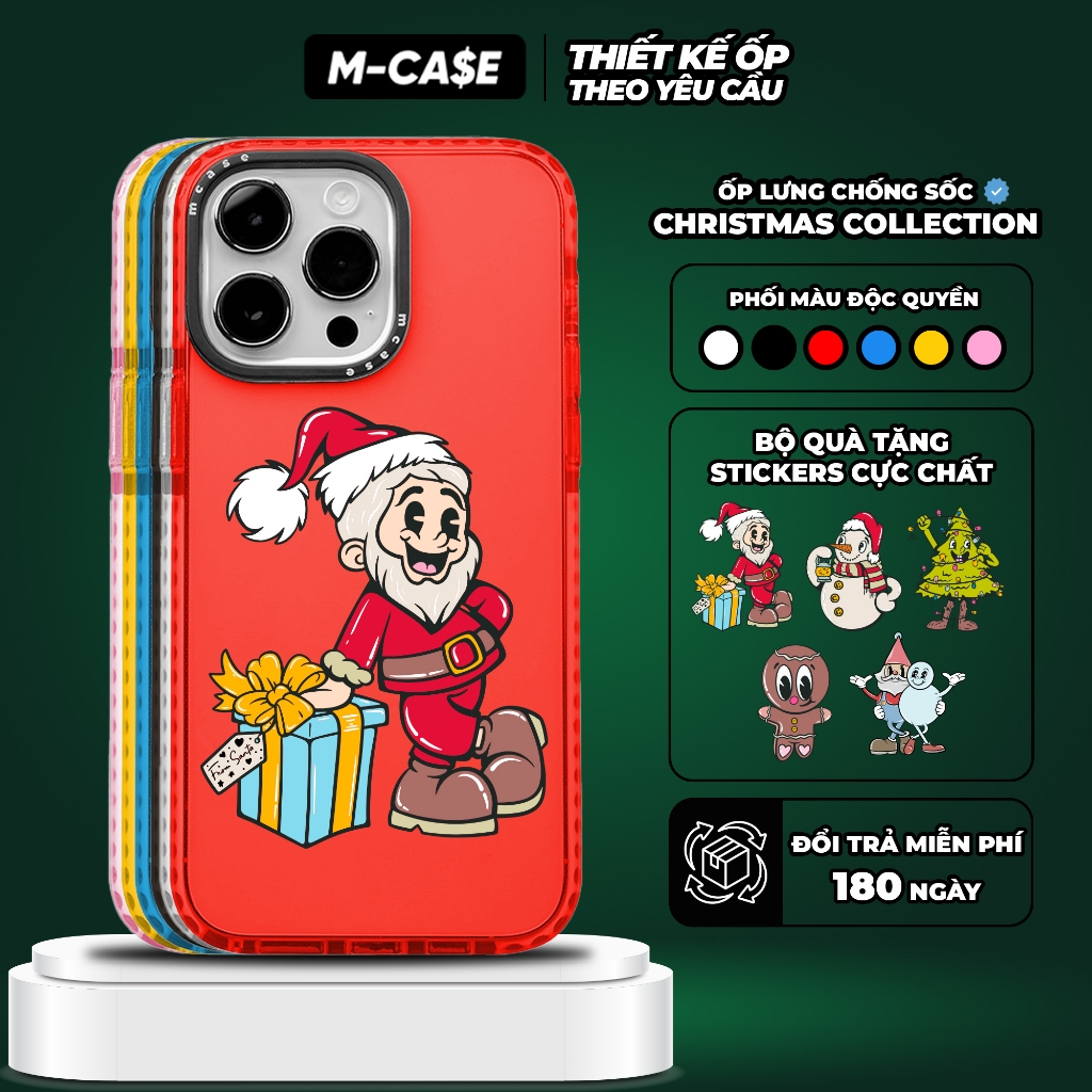 Ốp iPhone Chống Sốc Giáng Sinh Santa chính hãng full box MCASE