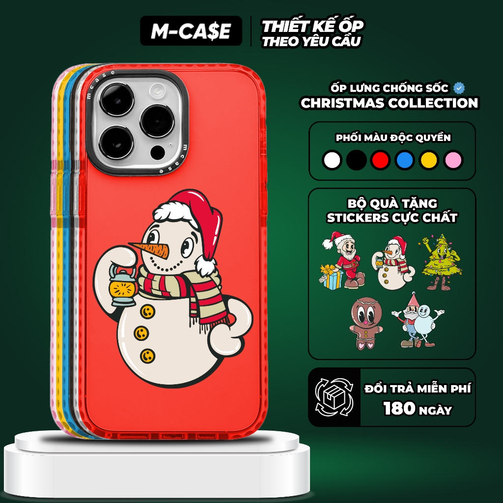 Ốp iPhone Chống Sốc Giáng Sinh Người Tuyết chính hãng full box MCASE