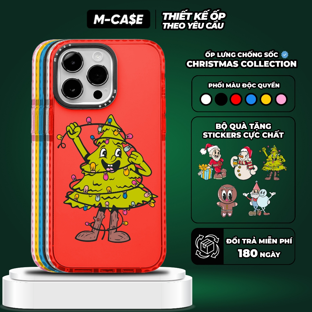 Ốp iPhone Chống Sốc Giáng Sinh Cây Thông Noel chính hãng full box MCASE