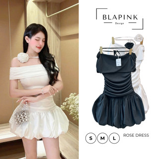 Váy Trễ Vai Sang Chảnh Đính Hoa Chất Thun Lạnh Thiết Kế Nhún Eo Tôn Dáng Có Lót Quần Bảo Hộ - ROSE DRESS