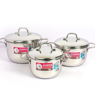 Bộ 3 nồi inox 304 Zebra - Sản xuất Thái Lan - 180828