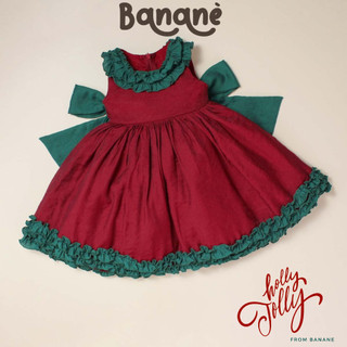  Đầm xòe công chúa bé gái sát nách Bananè Kids váy bé gái màu đỏ tết lễ hội váy thiết kế cao cấp-D24D 