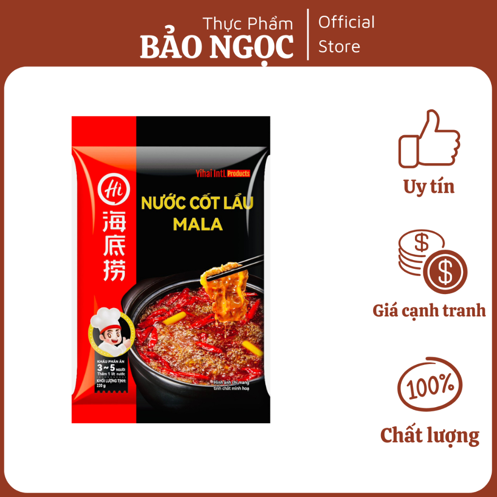 Cốt lẩu vị Mala 220gr - Haidilao - Cực tiện lợi và ngon miệng - Ship hỏa tốc Hà Nội