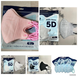 Combo 10 Túi [ 1 Túi 10 Cái ] Khẩu Trang 5D PT MASK ( Quai Thun )