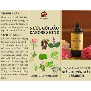  Nước gội đầu hoa hồng Karose Shine 500ml làm sạch thơm tự nhiên phục hồi tóc hư tổn 