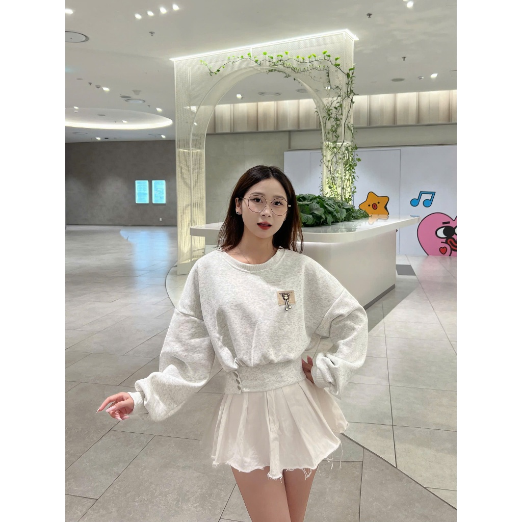 Áo kiểu nữ Timo, áo nỉ, áo sweater nữ dáng croptop tay dài phong cách Hàn Quốc AOT180 | BigBuy360 - bigbuy360.vn