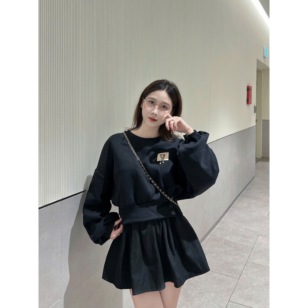 Áo kiểu nữ Timo, áo nỉ, áo sweater nữ dáng croptop tay dài phong cách Hàn Quốc AOT180 | BigBuy360 - bigbuy360.vn
