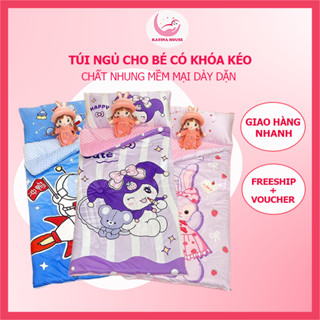 Túi ngủ cho bé nhung nỉ dày dặn, êm, ấm áp có khóa kéo, KT 75x150cm họa tiết 3D Disney sinh động
