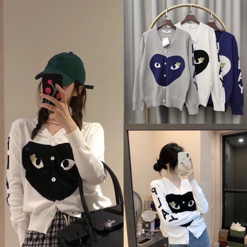 Áo cadigan len Play CDG chất len cao cấp