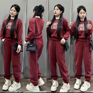 Sét Bộ Nỉ Chữ Thêu Chất Nỉ Chần Bông Dày Dặn Cho Nữ Mặc Cực Ấm Duyên Chuyên Khoác (07)