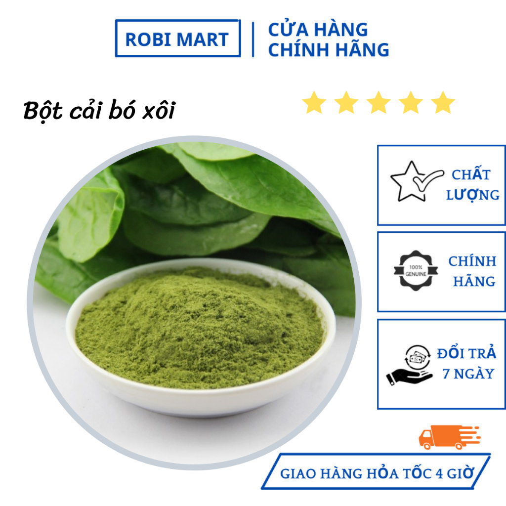 Bột cải bó xôi nguyên chất robimart đẹp da, tạo màu thực phẩm - gói 250g, 500g, 1000g
