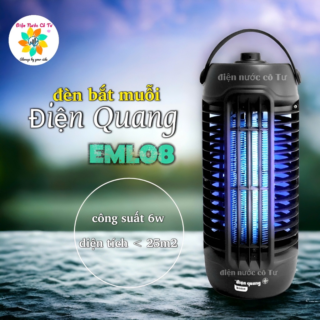 Đèn bắt muỗi Điện Quang ĐQ EML08 BL công suất 6w, diệt muỗi tất cả mọi hướng theo 360 độ, Bảo hành 12 tháng