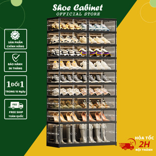 Tủ giày gấp gọn Shoebox 36 đôi 9104-8-1G chất liệu nhựa PP cao cấp có bánh xe, Kệ giầy, Hộp giày đa năng tiện lợi
