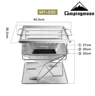 Bếp nướng gấp gọn Campingmoon không gỉ bếp nướng than hoa, bếp ngoài trời MT-045(dùng cho 4-8 người)