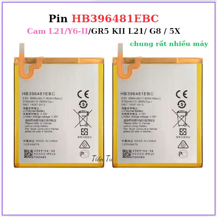 Pin huawei ,HB396481EBC ,Cam L21/Y6-II/ GR5 KII L21/ honor G8 ,honor 5x