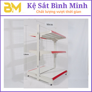 Bình Minh - KỆ SIÊU THỊ ĐÔI 2 MẶT: Dài 0.9m x Cao 1.2 m ,Kệ 3 tầng .Hàng loại 1 dày dặn   chưa gồm đầu kệ   
