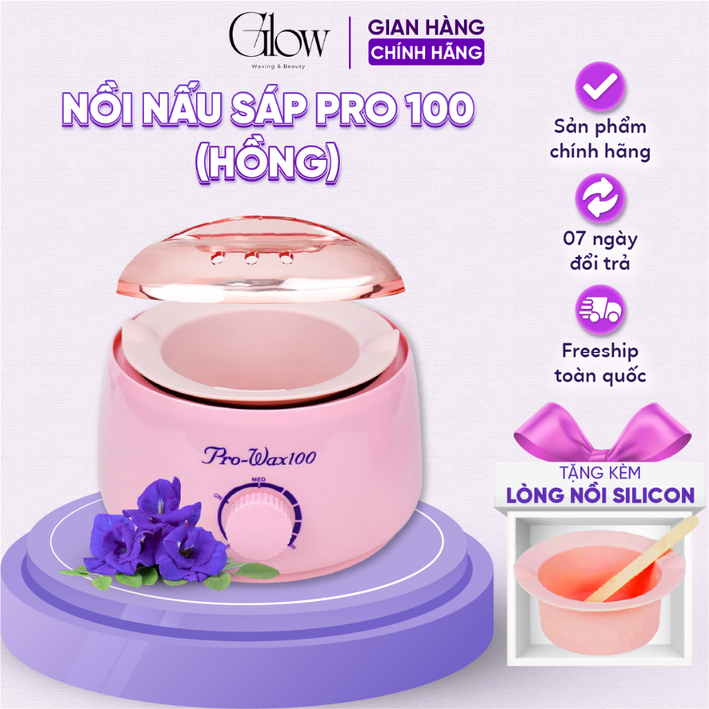 Nồi Nấu Sáp Wax Lông Pro 100 Phiên Bản Nâng Cấp Có Lòng Silicon Chống Dính GLOW WAXING - 0707